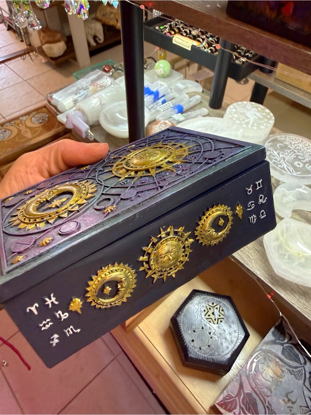 Decorative Purple and Gold Zodiac tarot box